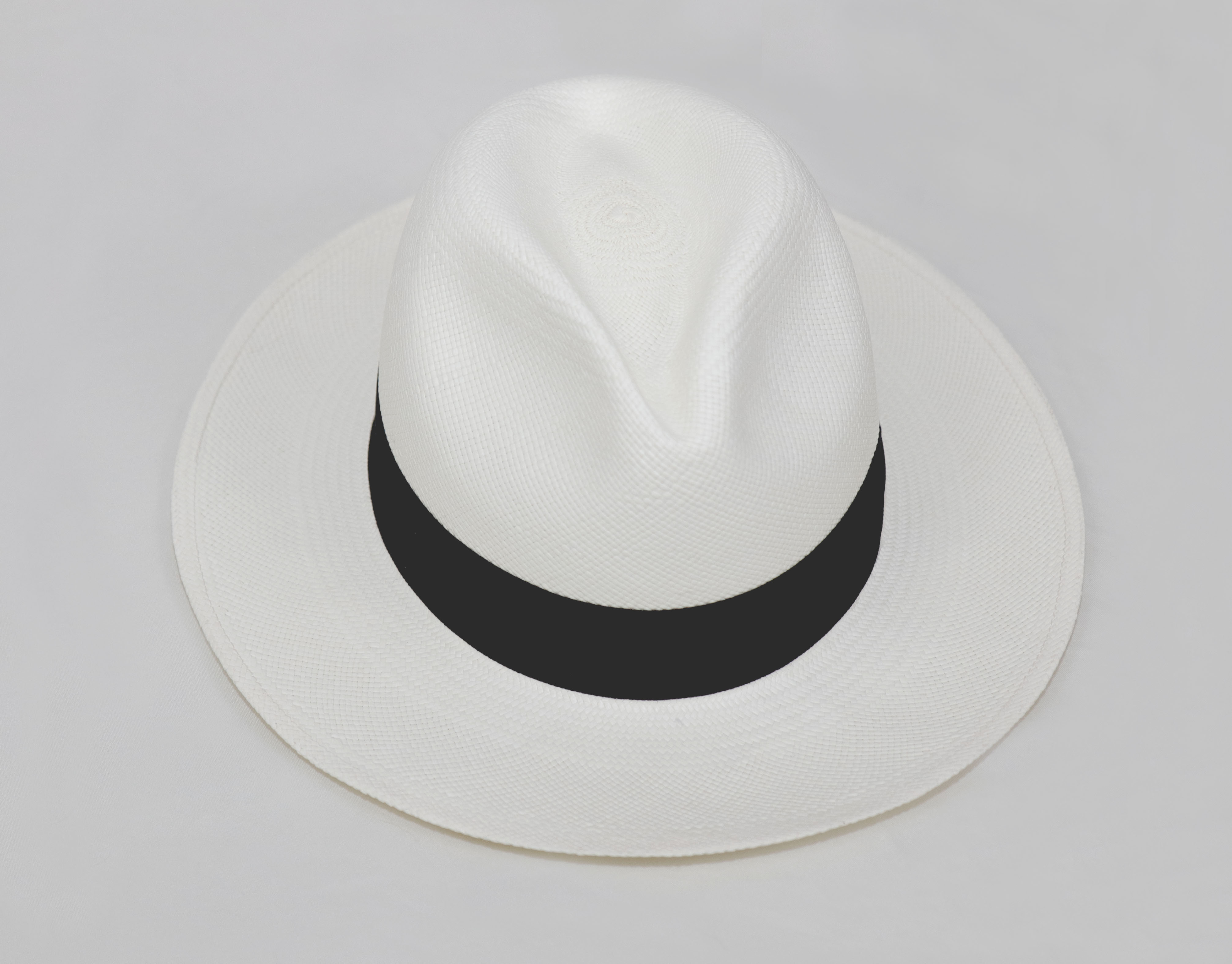 White hat with black band